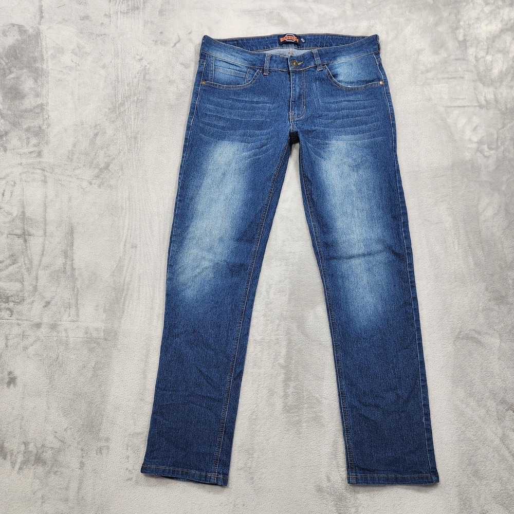 Ferruche Jeans Mens 32x32 Blue Medium Wash Straight Fit Stretch Denim Casual